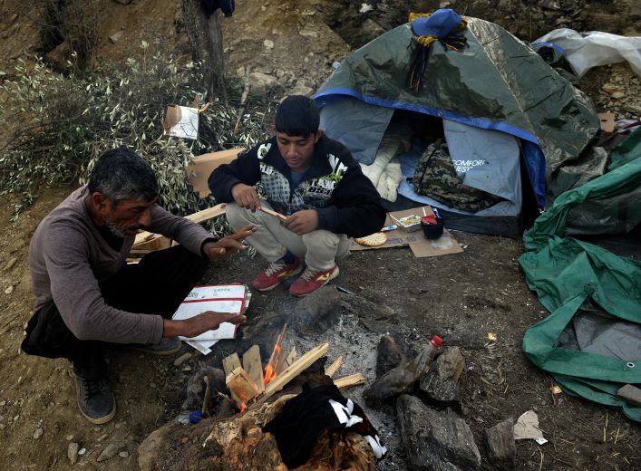 Migranti na ostrově Lesbos (ilustrační foto).