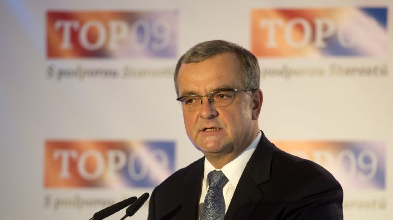 Miroslav Kalousek při projevu na sjezdu TOP 09 v Praze.