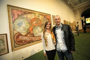 Marika Lendl a Ivan Lendl na výstavě Alfonse Muchy.