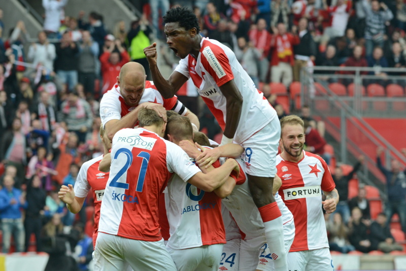 Radost fotbalistů pražské Slavie.