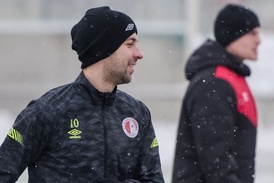 Josef Hušbauer na tréninku Slavie.