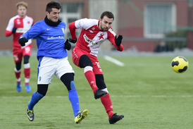 STŘELEC. Josef Hušbauer se ve Slavii uvedl gólem v přípravě proti Vlašimi.
