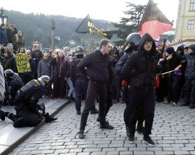 Policie některé účastníky odvedla.