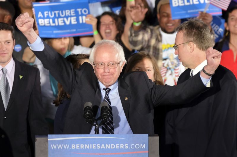 Demokratický prezidentský kandidát Bernie Sanders.