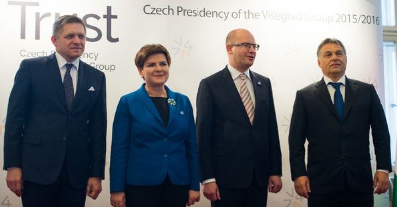 Visegrádská čtyřka (zástupci Slovenska, Polska, Česka a Maďarska). Visegrádská čtyřka (zástupci Slovenska, Polska, Česka a Maďarska).
