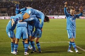 Radost hráčů Zenit Petrohrad.