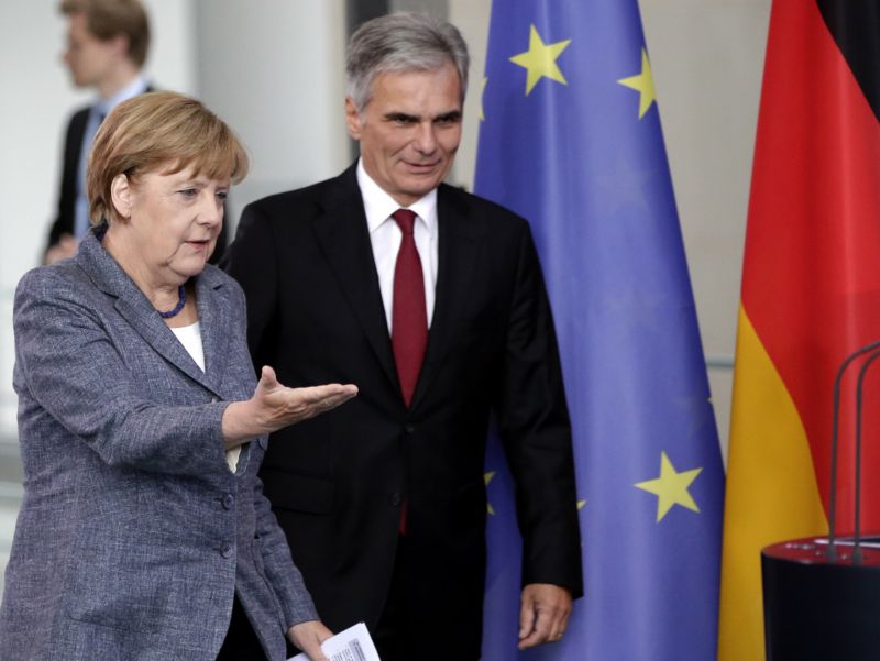 Angela Merkelová a Werner Faymann