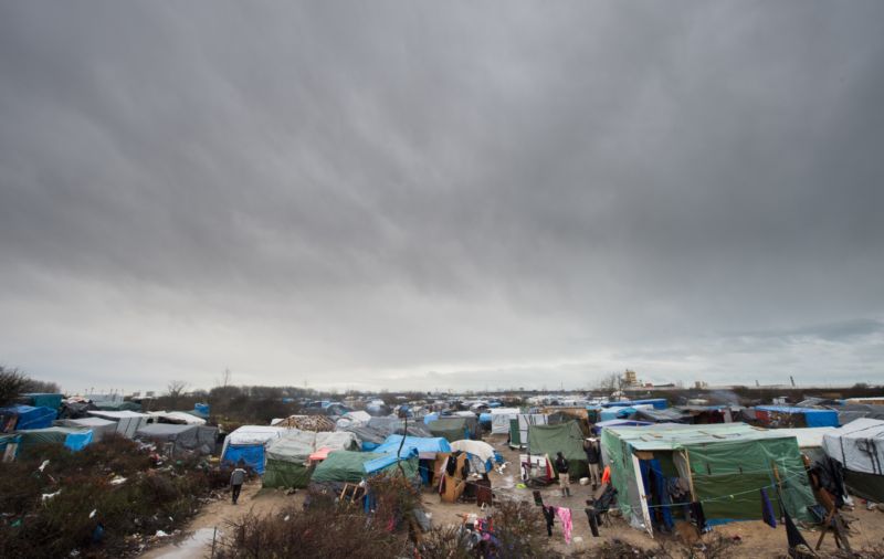Uprchlický tábor ve francouzském Calais.