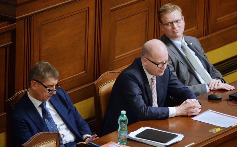 Koaliční lídři. Zleva Andrej Babiš, Bohuslav Sobotka a Pavel Bělobrádek. Koaliční lídři. Zleva Andrej Babiš, Bohuslav Sobotka a Pavel Bělobrádek.