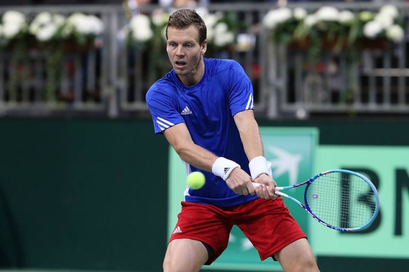 Tomáš Berdych při daviscupovém utkání s Německem.