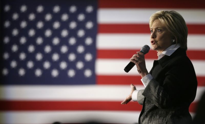 Kandidátka na prezidentku USA Hillary Clintonová.