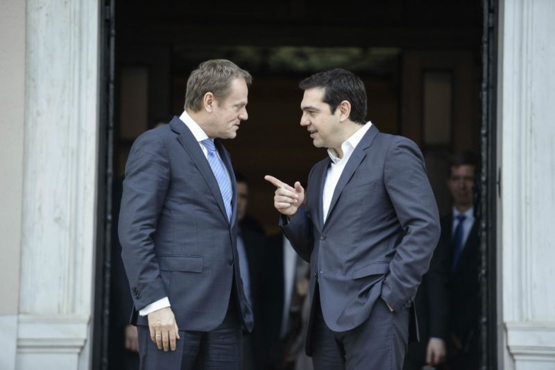 Předseda Evropské rady Donald Tusk a řecký premiér Alexis Tsipras.
