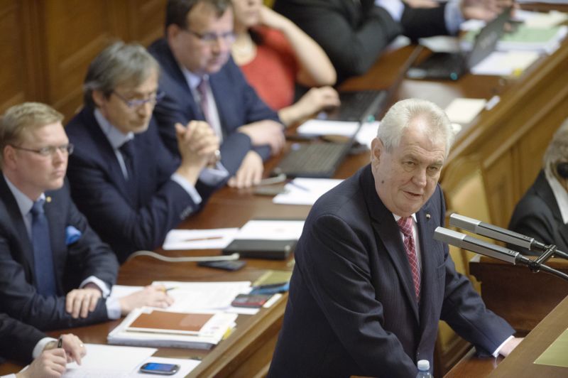 Na snímku prezident Miloš Zeman vystupuje s projevem před poslanci v Poslanecké sněmovně v Praze.