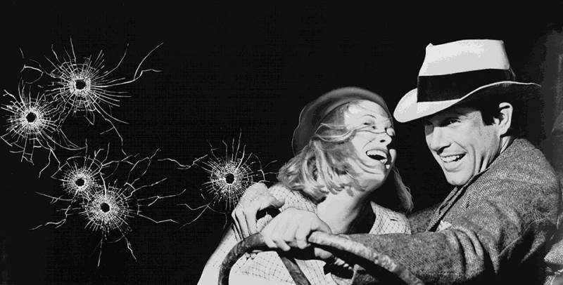 Na snímku herci Faye Dunaway a Warren Beatty jako světoznámá milenecká zabijácká dvojice Bonnie a Clyde. Na snímku herci Faye Dunaway a Warren Beatty jako světoznámá milenecká zabijácká dvojice Bonnie a Clyde.