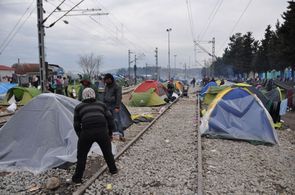 Tábor Idomeni.