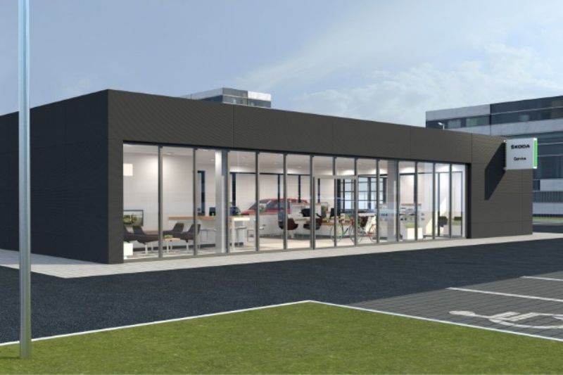 Dealerství Škoda v novém firemním designu.