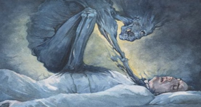 Ilustrace spánkové paralýzy.
