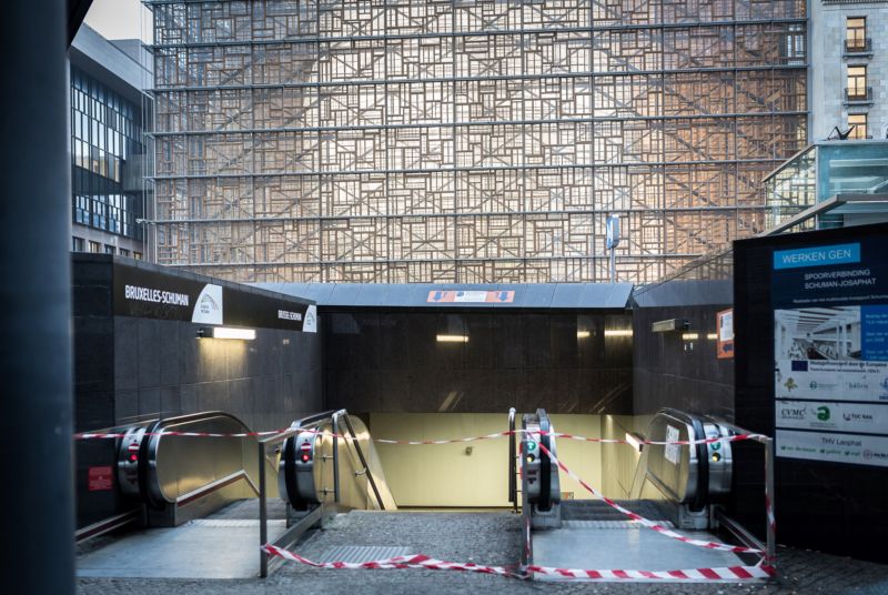 Uzavřená stanice bruselského metra. Uzavřená stanice bruselského metra.