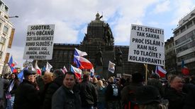 Demonstrace na Václavském náměstí.