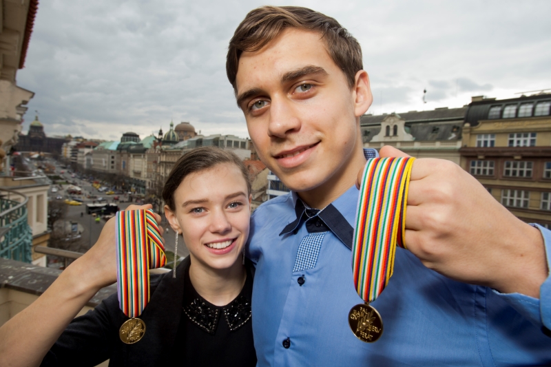 Krasobruslařští mistři světa Anna Dušková a Martin Bidař.