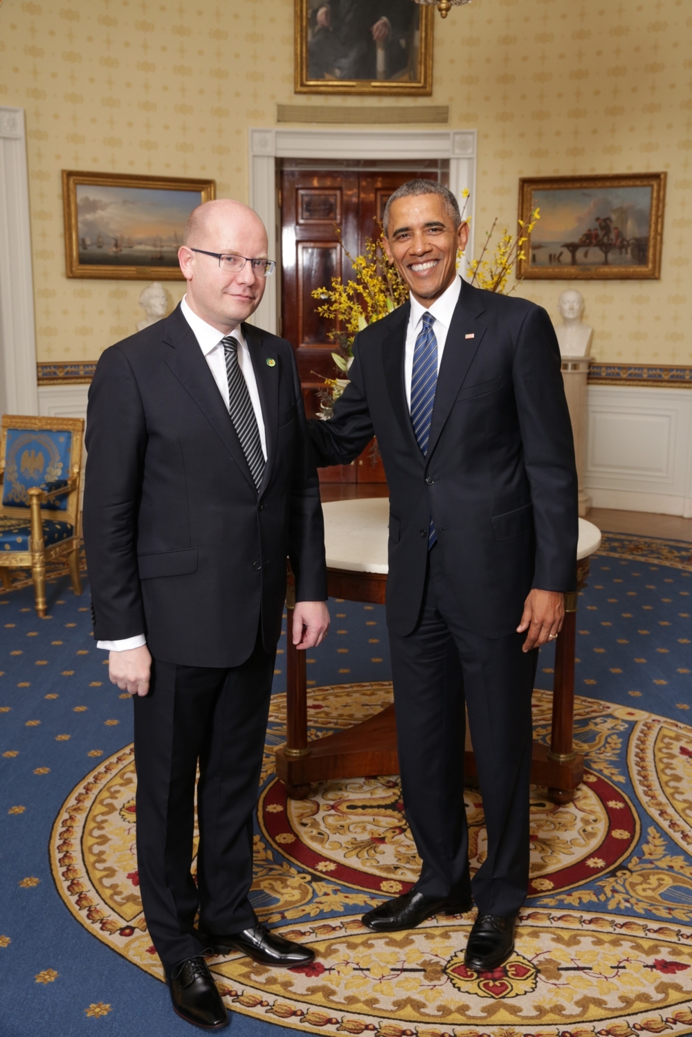 Premiér Bohuslav Sobotka a prezident USA Barack Obama na summitu nukleární bezpečnosti.