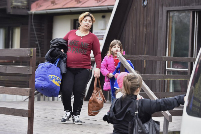 Skupina iráckých křesťanských uprchlíků v Okrouhlíku u Jihlavy.