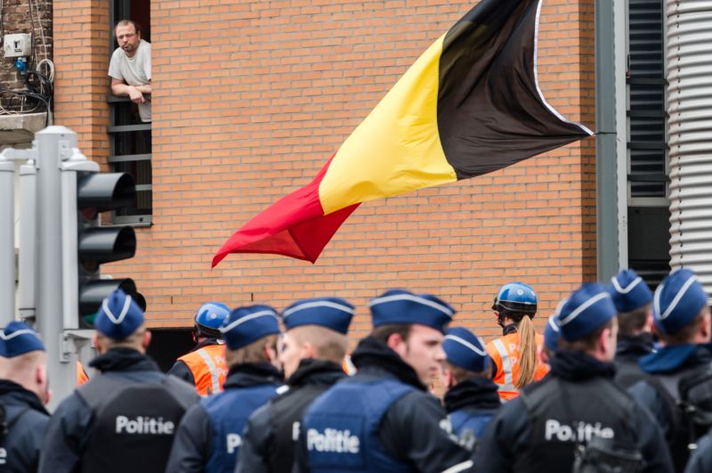 Policie v Bruselu.