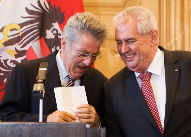 Prezident Miloš Zeman s Heinzem Fischerem.
