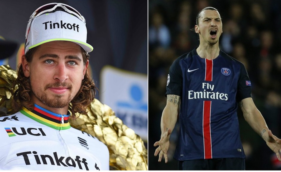 Peter Sagan a Zlatan Ibrahimovič (fotomontáž: twitter).