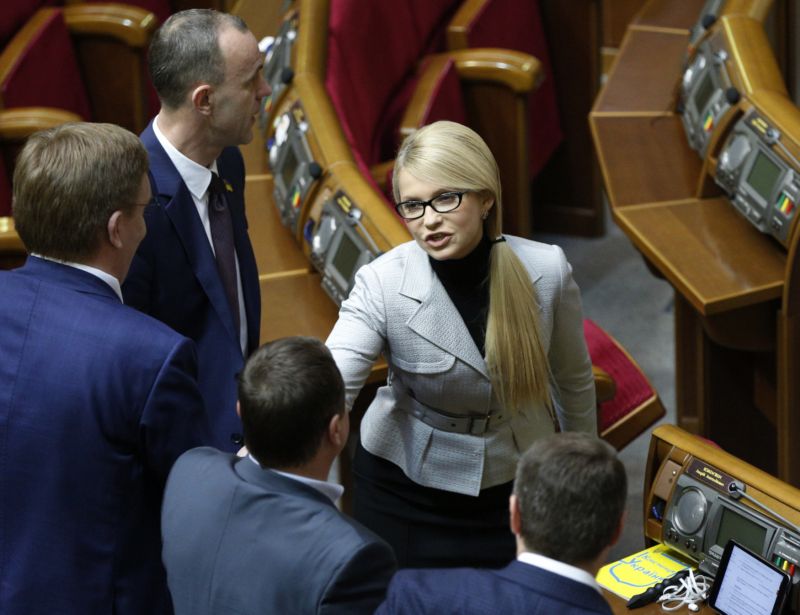 Julija Tymošenková při jednání v ukrajinském parlamentu.
