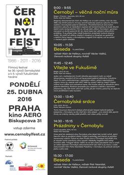 Leták na Černobylfest v kině Aero.