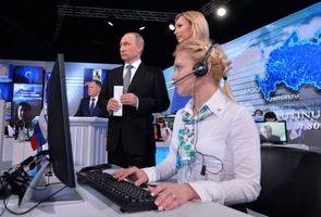 Ruský prezident Vladimir Putin při své každoroční besedě s občany.