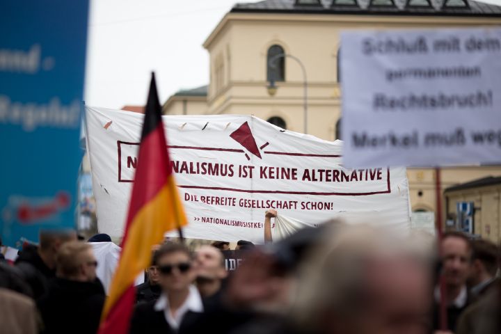 Příznivci AfD v Mnichově.