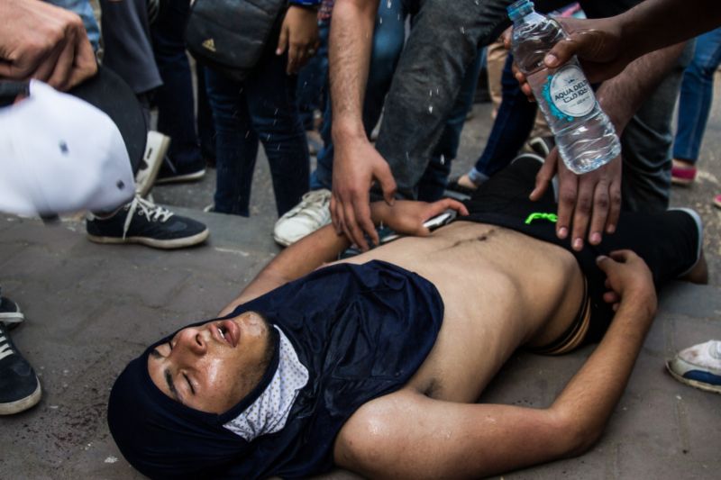 Zachycení demonstrace v Egyptě. 