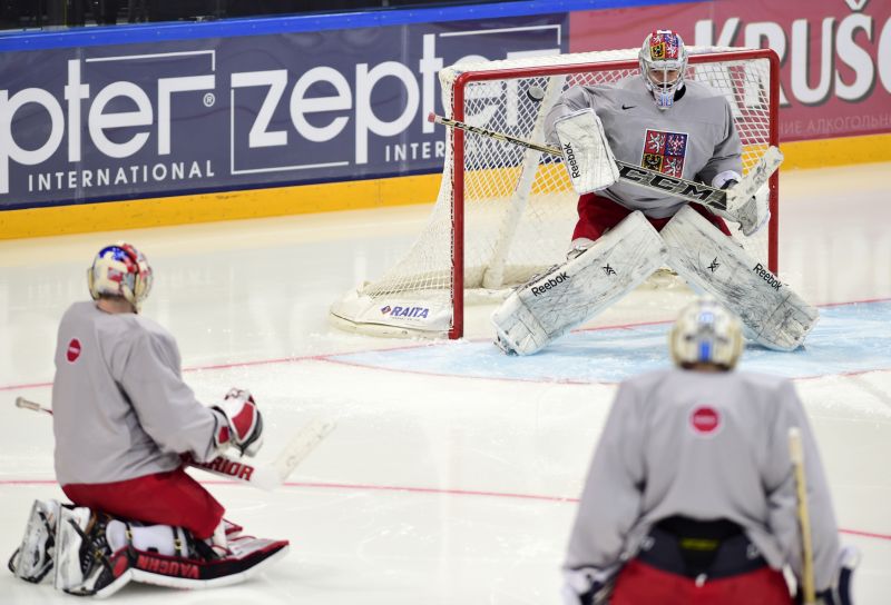Brankáři české reprezentace při tréninku