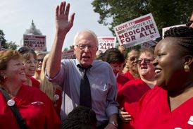 Demokratický prezidentský kandidát Bernie Sanders.