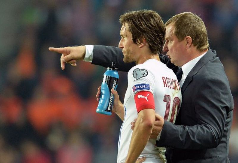 Trenér Pavel Vrba a záložník Tomáš Rosický.