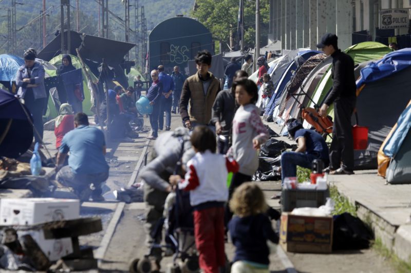 Migranti v Řecku.