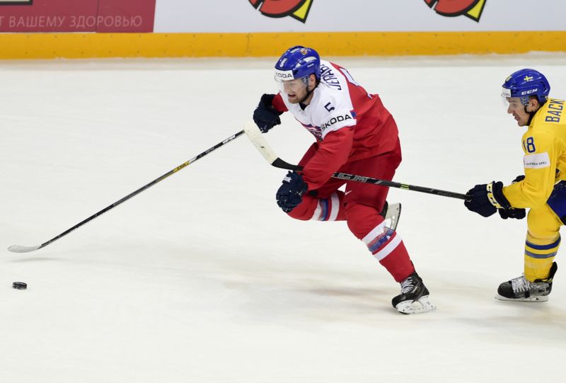 Jakub Jeřábek v zápase se Švédskem.