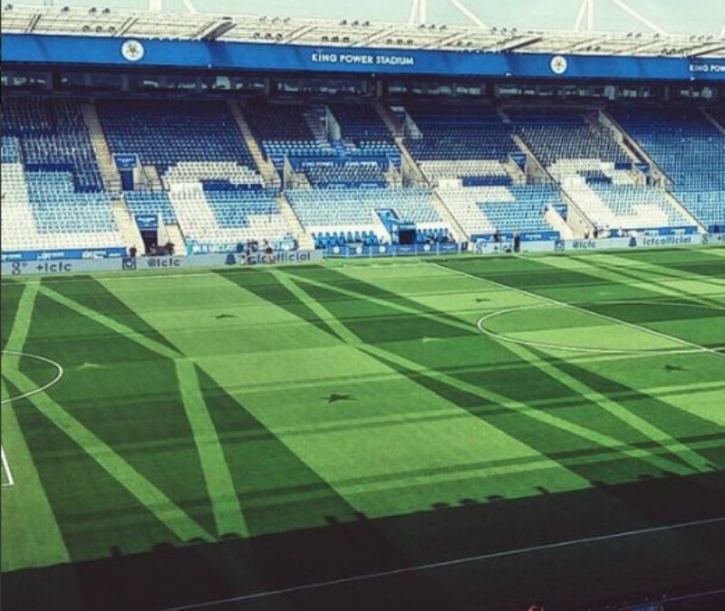 Trávník pro sobotní zápas Leicesteru s Evertonem (3:1).
