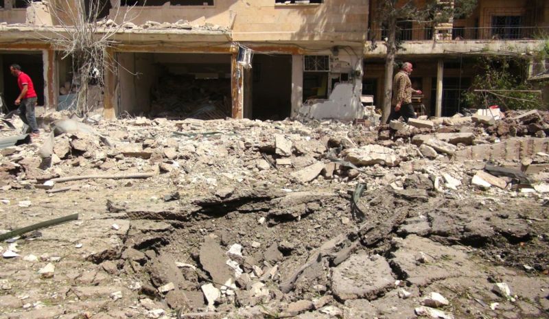 Idlib po náletech. Idlib po náletech.