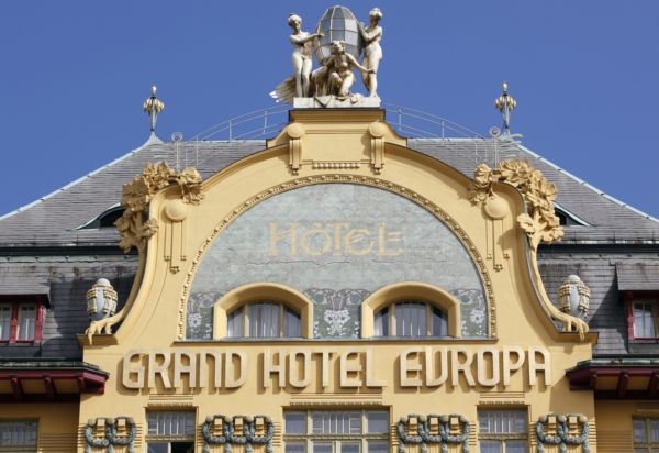 Secesní Grand hotel Evropa na pražském Václavském náměstí.