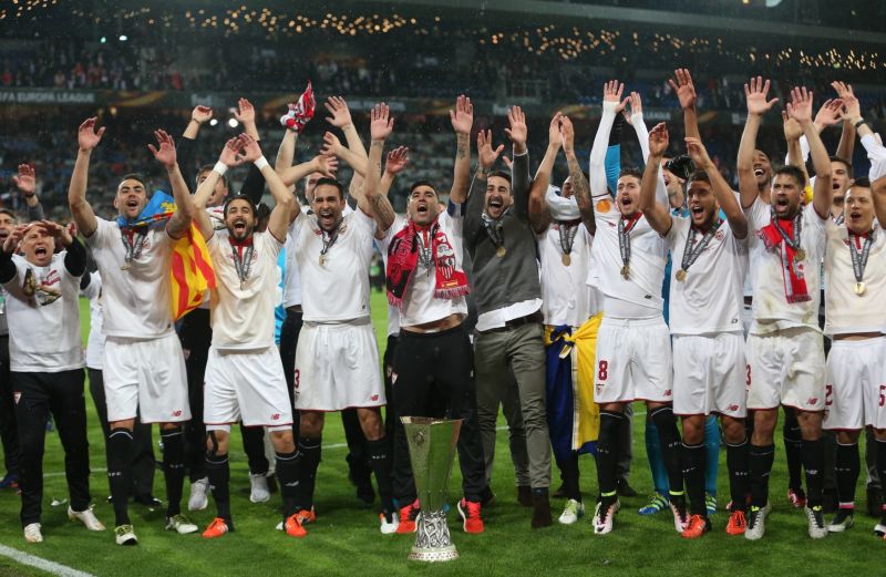 Oslavy titulu v Evropské lize v podání fotbalistů Sevilly