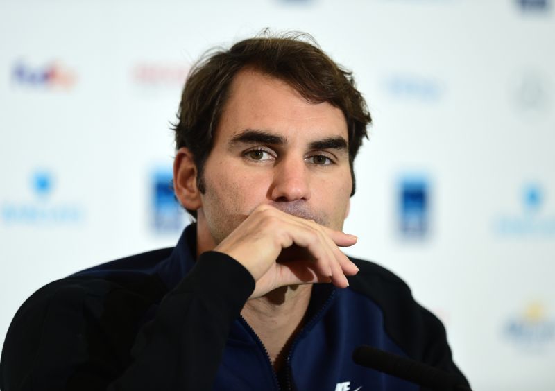 Tenista Roger Federer na tiskové konferenci