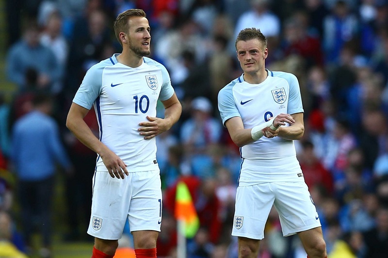 Harry Kane (vlevo) a Jamie Vardy. 