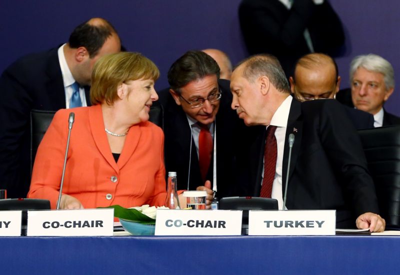Angela Merkelová a turecký prezident Tayyip Erdogan.