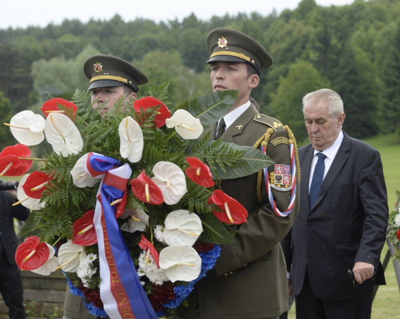 Prezident Miloš Zeman na pietní akci v Lidicích -  74. výročí vyhlazení obce nacistickými vojáky.