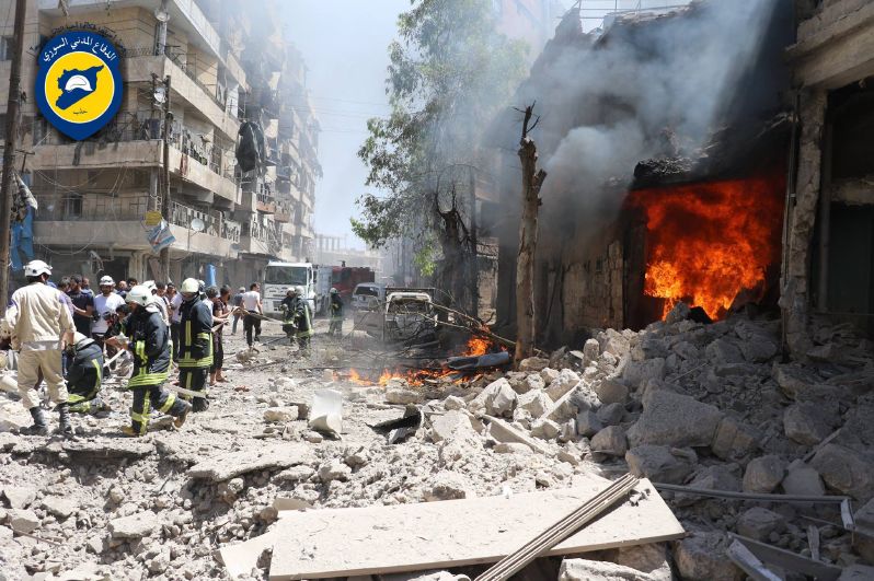 Válkou zničené město Aleppo.