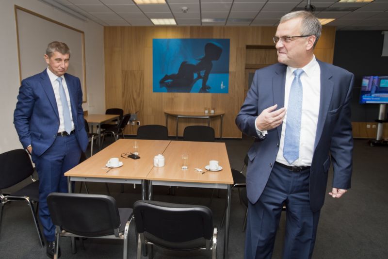 Ministr financí Andrej Babiš a předseda TOP09 Miroslav Kalousek.