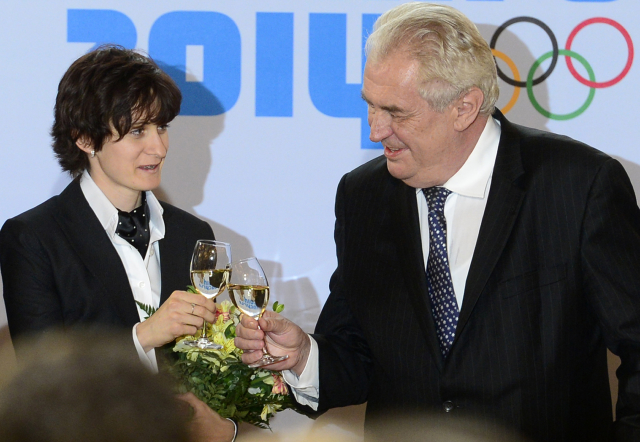 Prezident Miloš Zeman s Martinou Sáblíkovou.